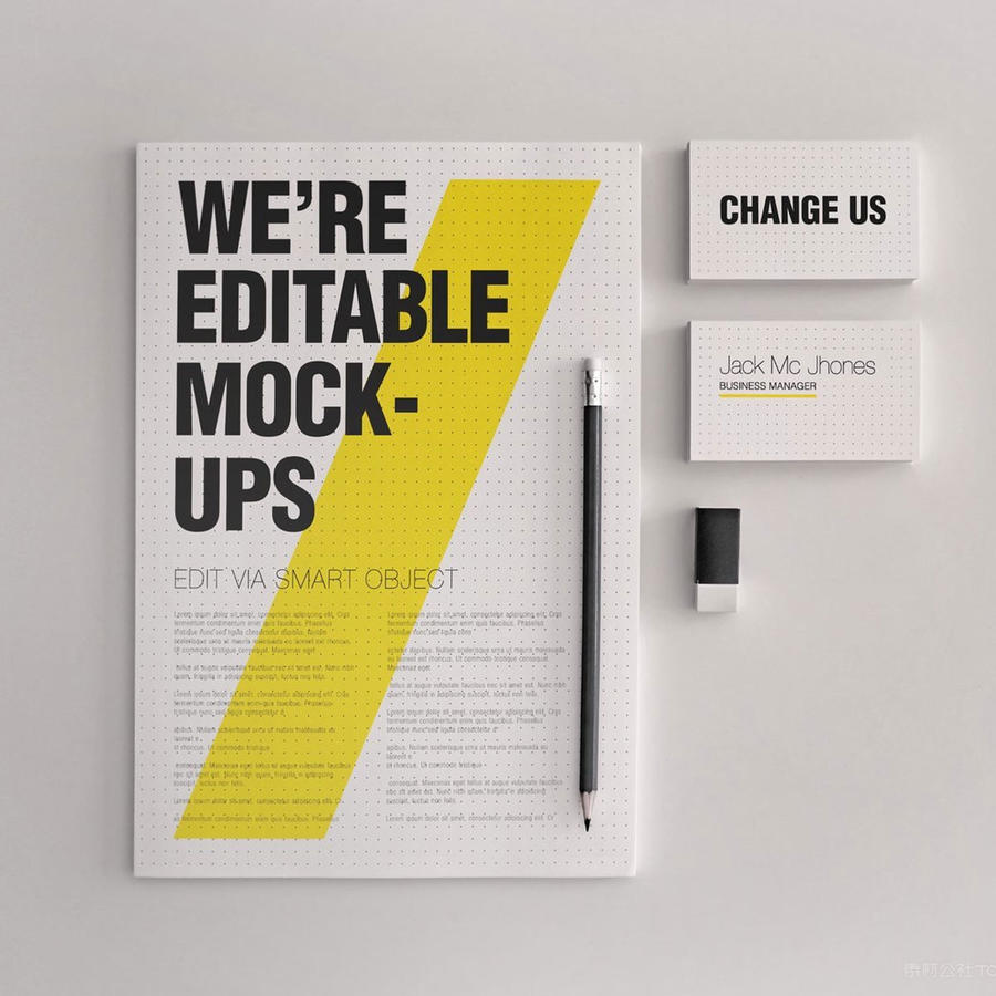 【1271期】柠檬黄公司办公品牌vi样机 (8)