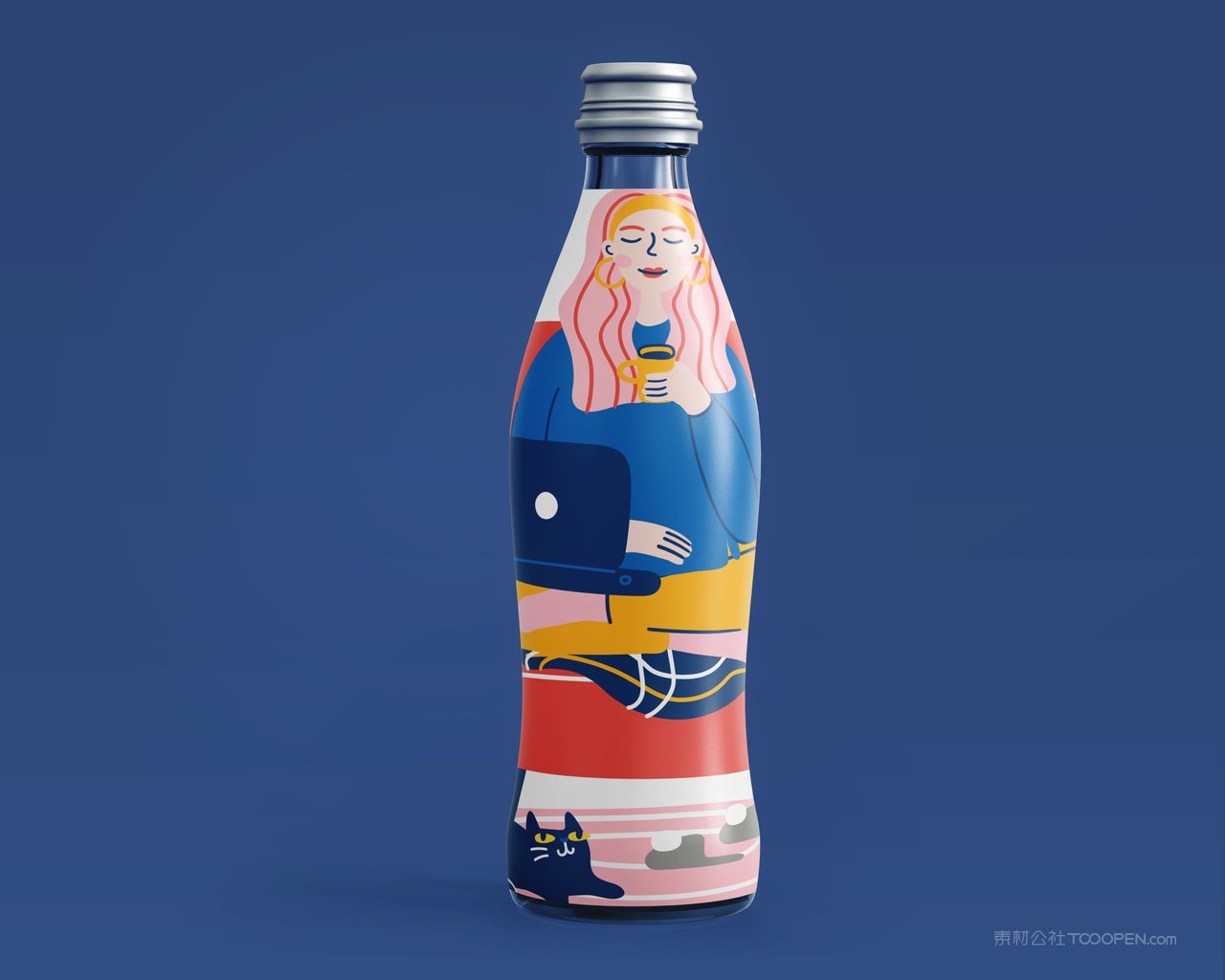 饮料瓶蓝色品牌vi展示贴图一键样机