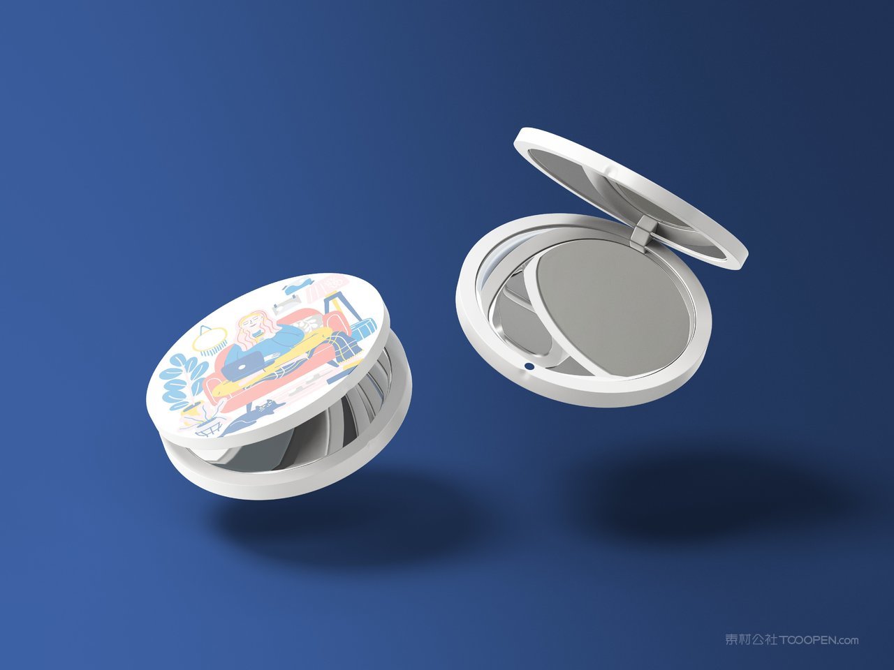 镜子蓝色品牌vi展示贴图一键样机