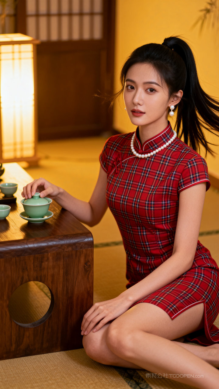 旗袍美女长腿女性国风性感模特气质