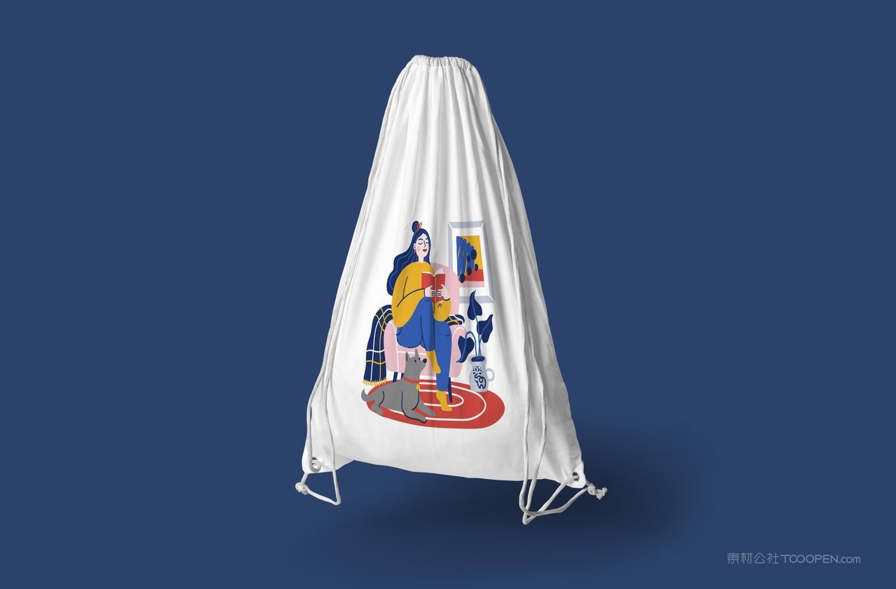 白色束口袋蓝色品牌vi展示贴图一键样机