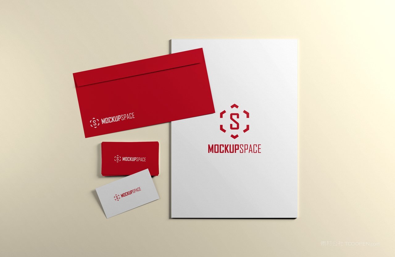 中国红信纸信封企业vi样机