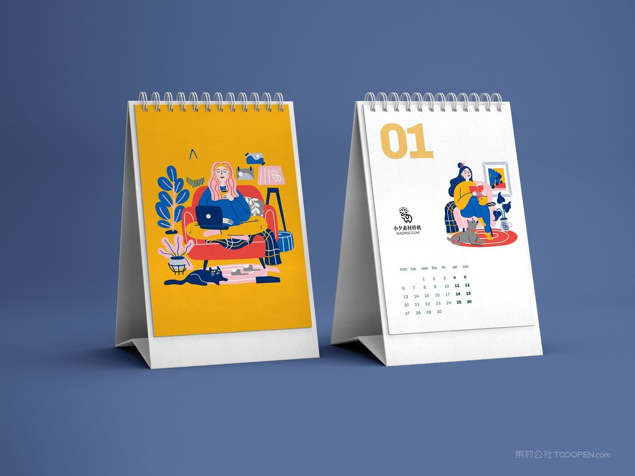 台历蓝色品牌vi展示贴图一键样机 (105)