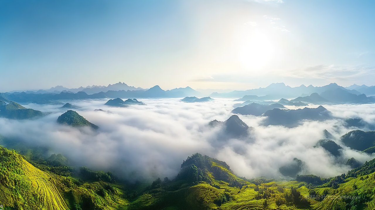 风景景色唯美山峰宁静天空自然群山山脉