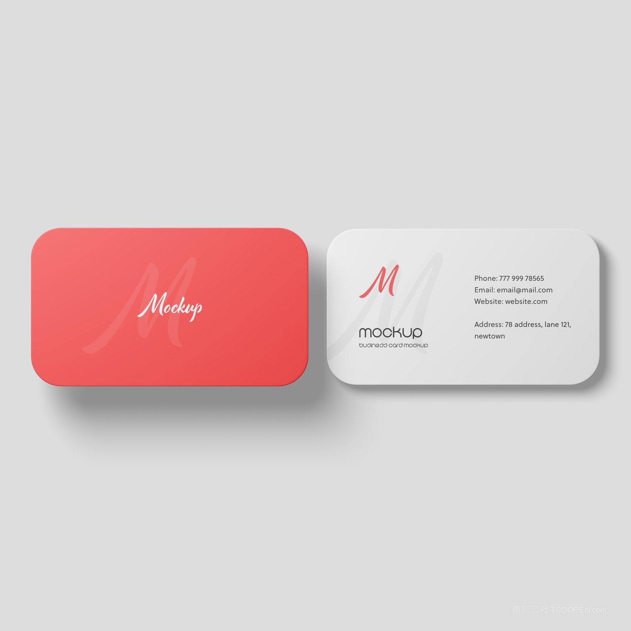 红色名片正反面贴图样机