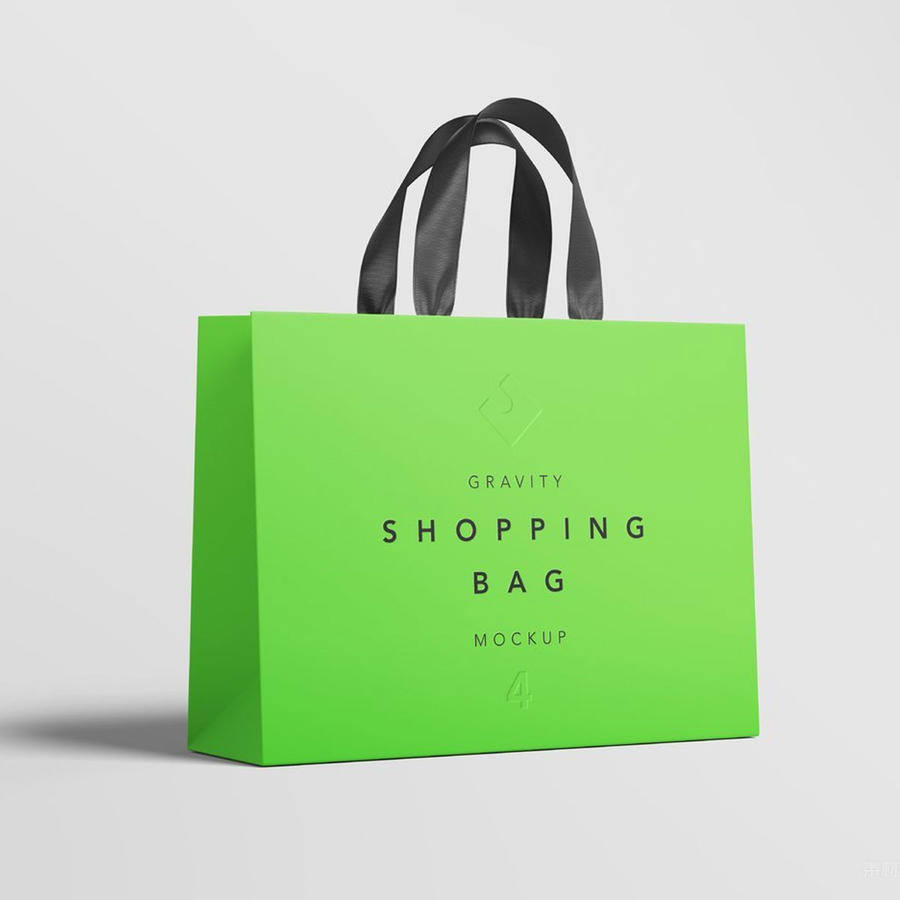 【1257期】绿色精品购物纸袋手提袋样机 (2)