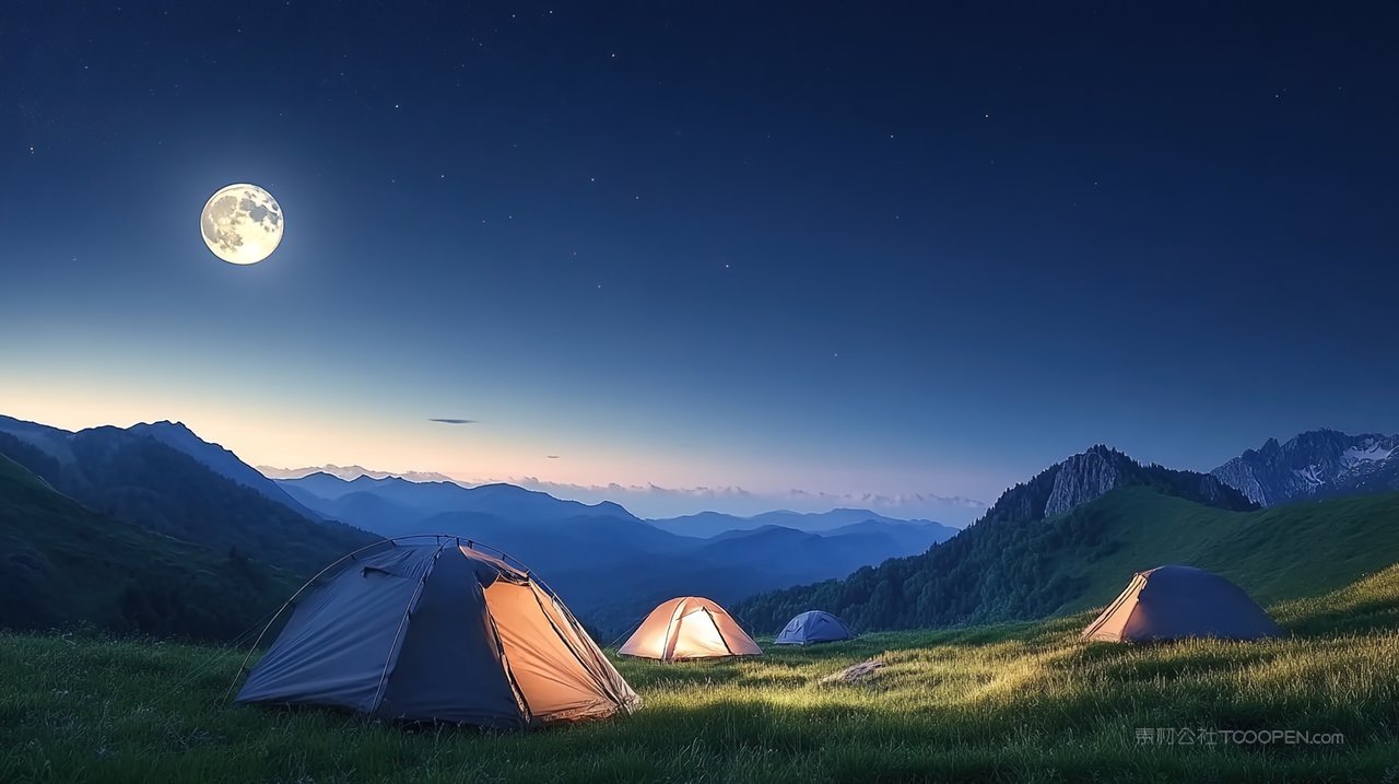 宁静唯美自然天空群山山峰风景高山山脉
