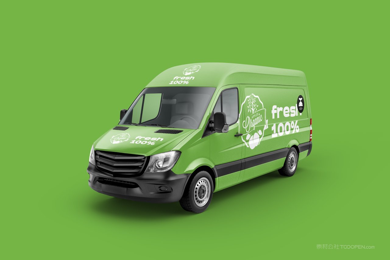 【1252期】小货车绿色水果店品牌vi样机 (2)