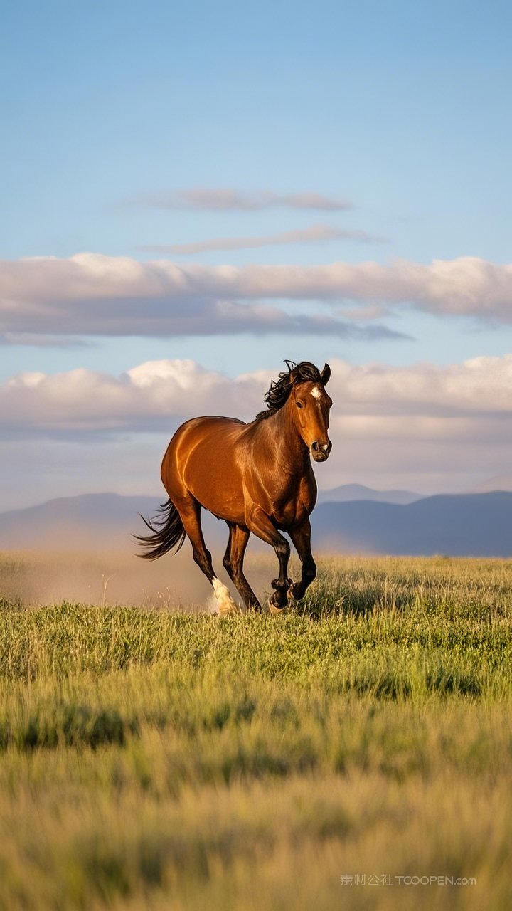 风景唯美自然骏马景观草地草原