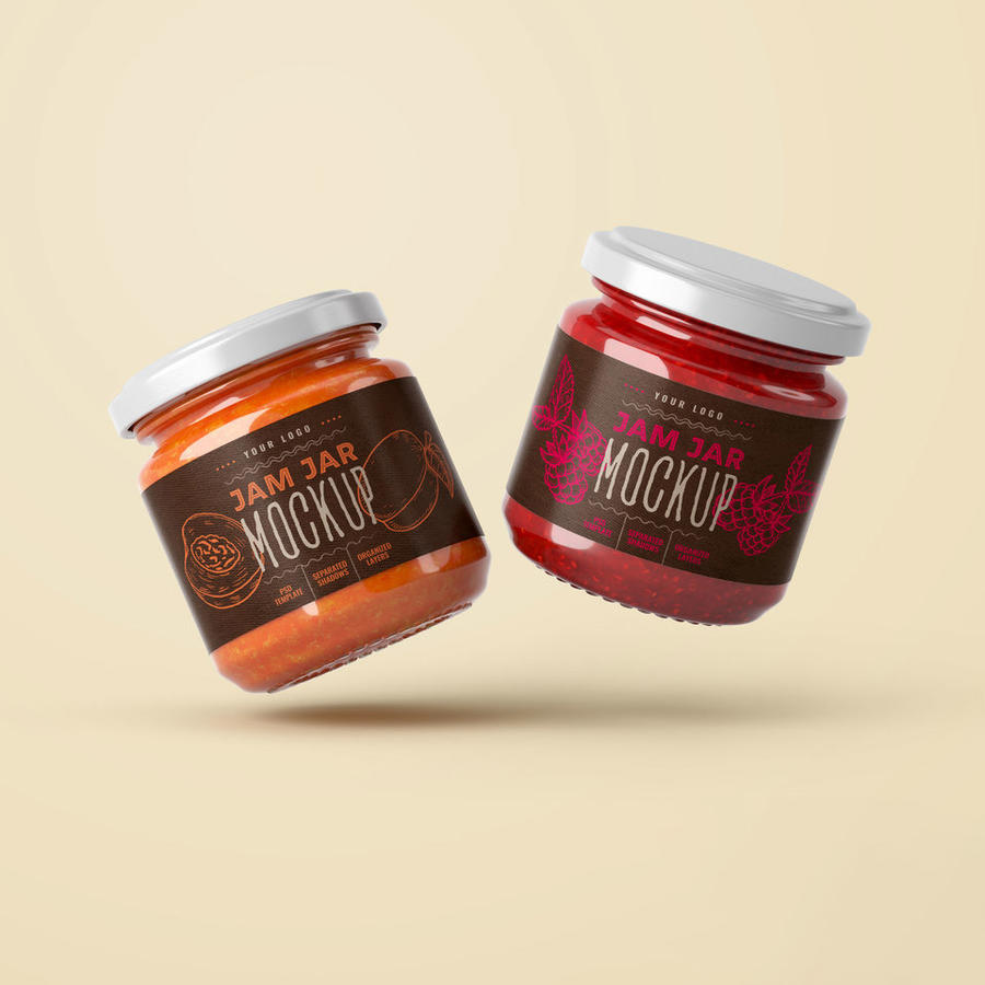 果酱玻璃瓶标签样机