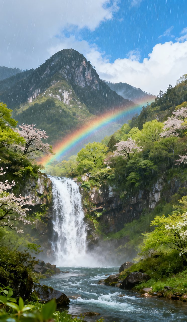 自然河流唯美天空春天山峰意境风景山水