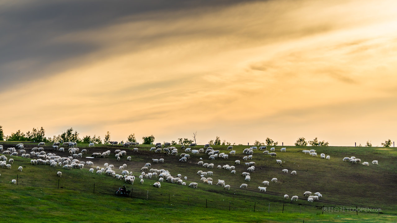 呼伦贝尔大草原落日风光