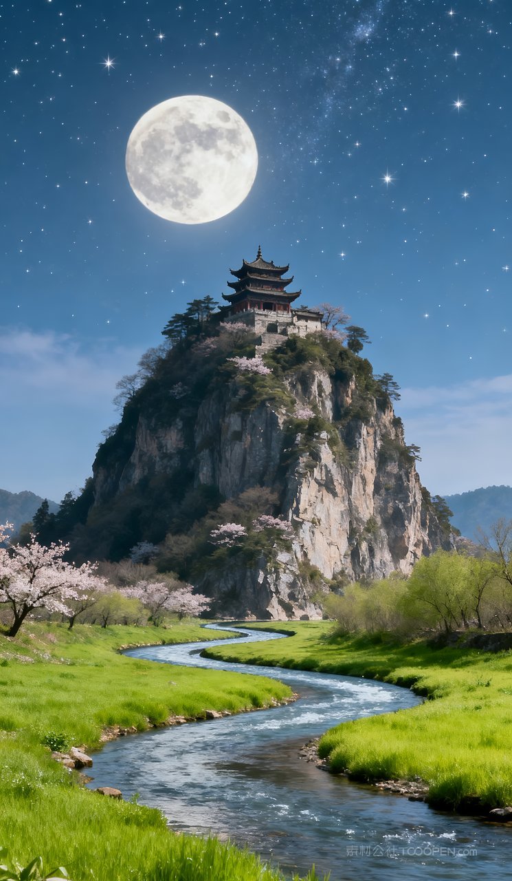 风景唯美自然景色河流天空山水山峰春天春季