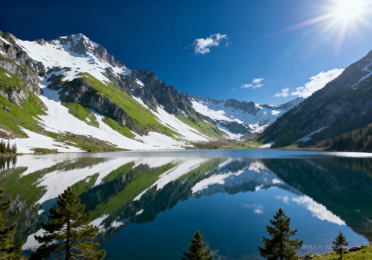 风景意境河流唯美春季天空山峰山水