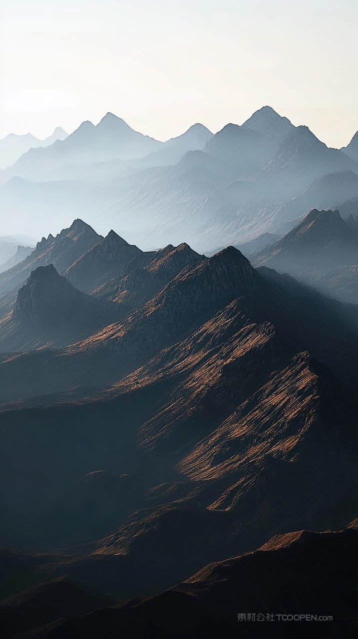 山峰自然唯美景色群山风景天空宁静山脉