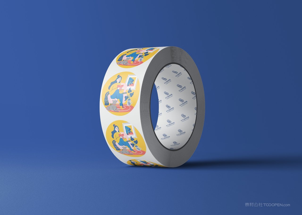 一圈胶带蓝色品牌vi展示贴图一键样机