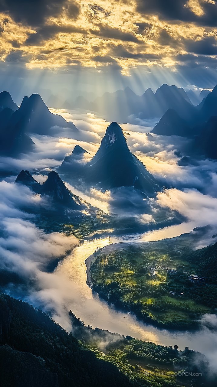 山峰意境景色群山天空景观风景唯美