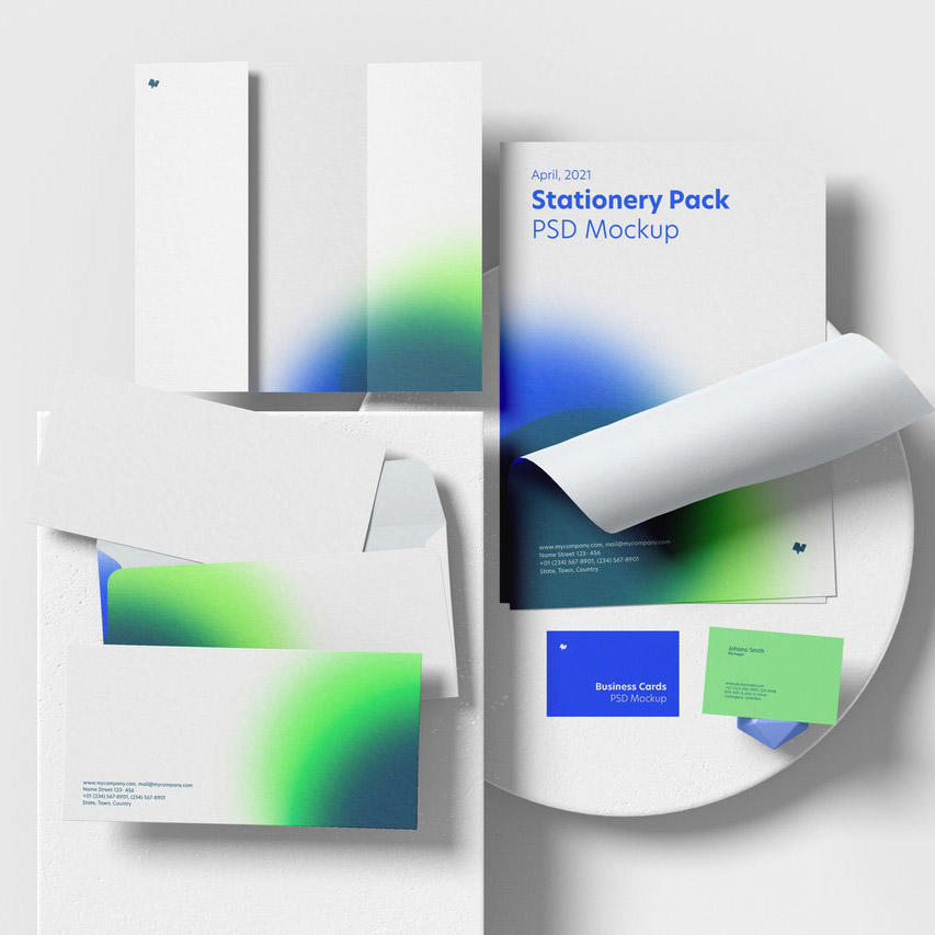 蓝色弥散风几何高级办公样机 (4)