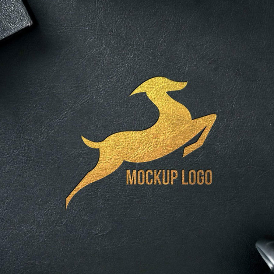 皮革金色徽标样机