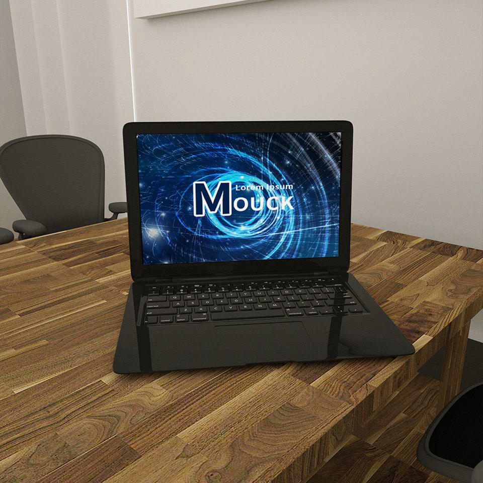 3d打开的笔记本电脑ui样机