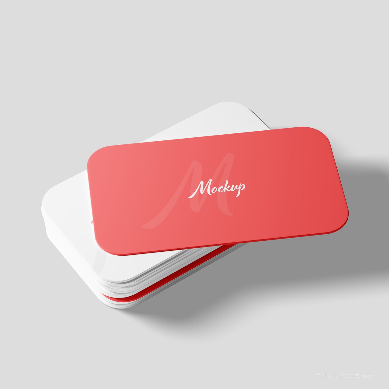 红色商务名片贴图样机