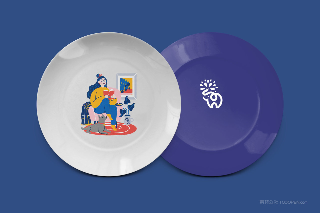 碟子蓝色品牌vi展示贴图一键样机 (116)