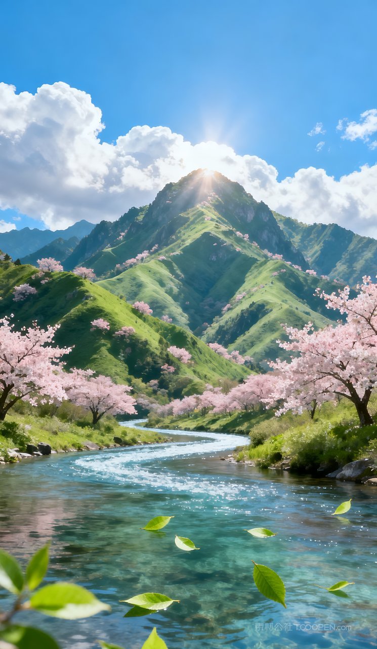 自然风景山水意境河流春天唯美山峰天空