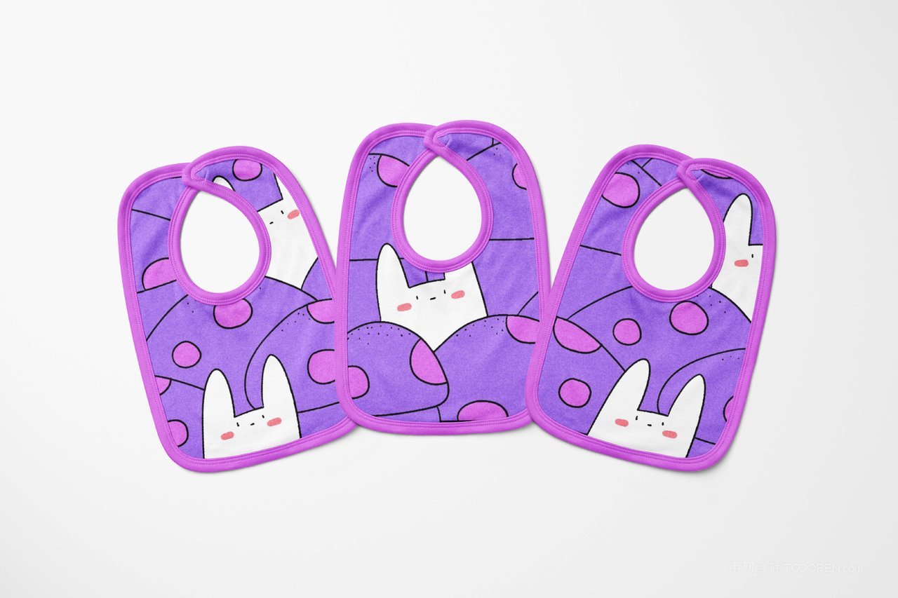 【1387期】紫色小白兔印花图案婴儿口水巾手帕样机 (1).tif