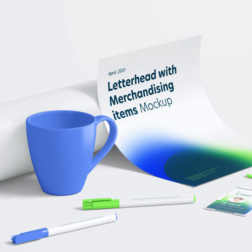 蓝色弥散风几何高级办公样机 (3)