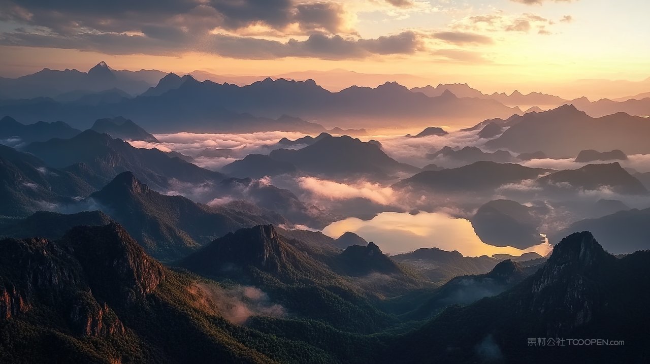 山脉群山意境高山风景唯美天空宁静山峰