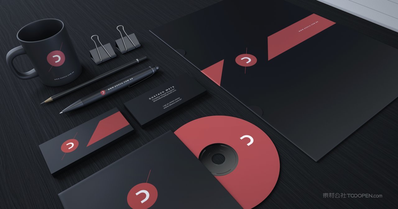 黑色高档精致名片办公信纸办公用品品牌vi贴图