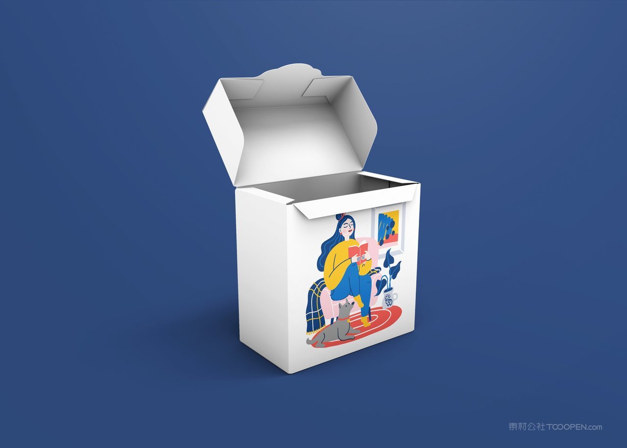 打开的盒子蓝色品牌vi展示贴图一键样机 (174)
