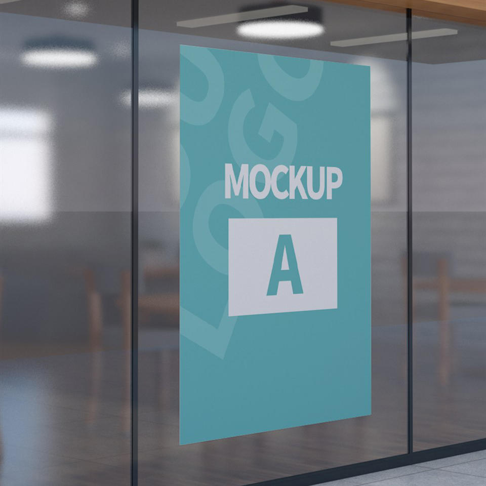店铺玻璃门海报场景宣传广告样机