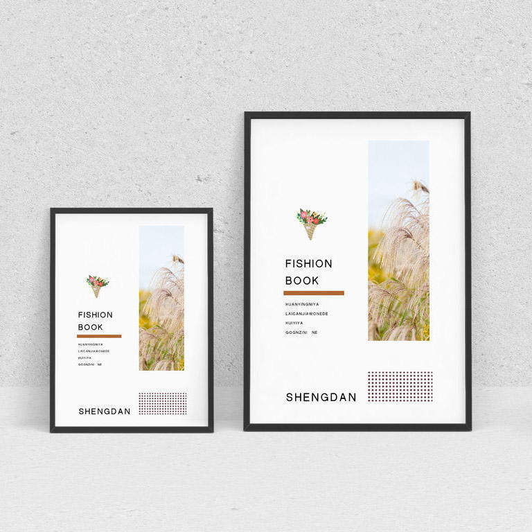 大气简约的桌面上的海报相框贴图样机