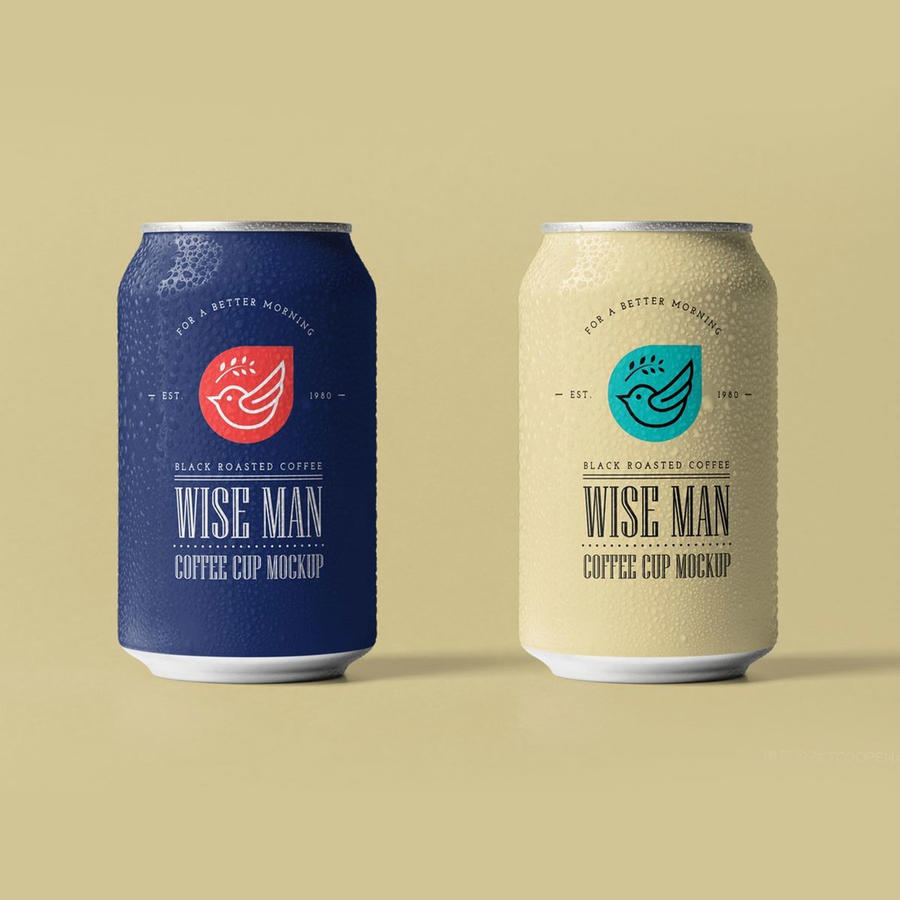 两个易拉罐啤酒饮料包装展示样机 (2)