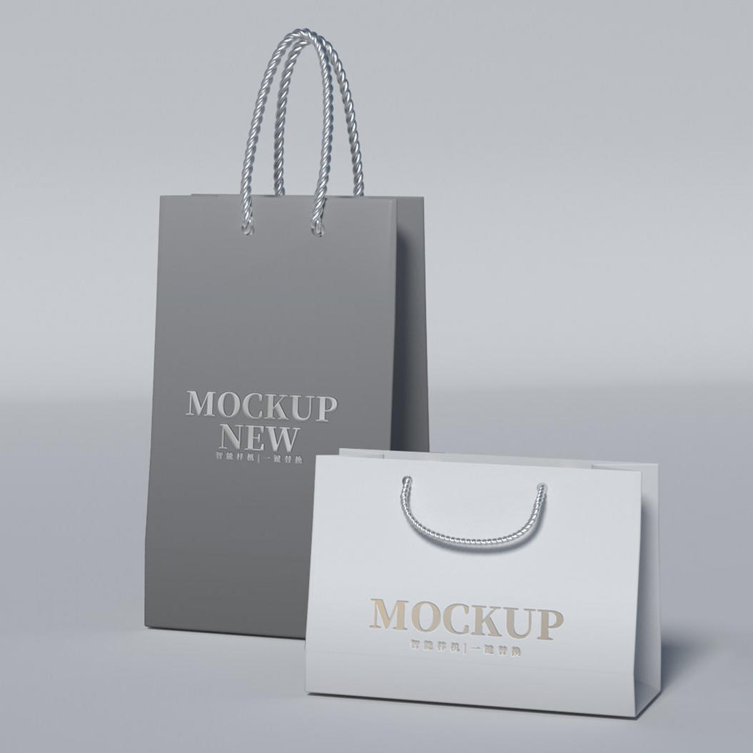 银色手提纸袋logo样机