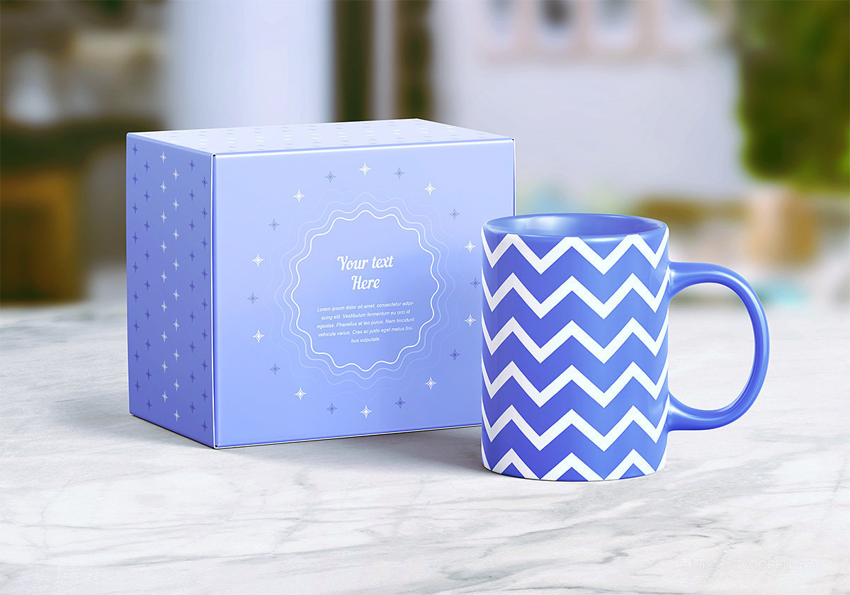 条纹马克杯包装样机