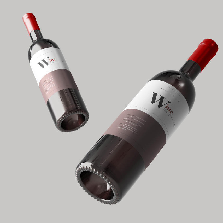 红酒瓶贴纸样机