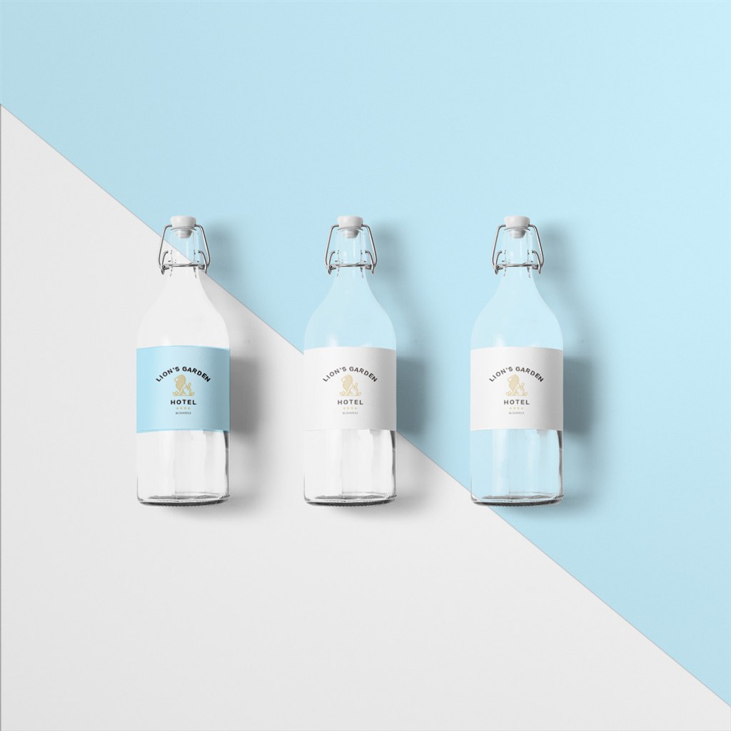 高档酒店品牌vi瓶子样机模板