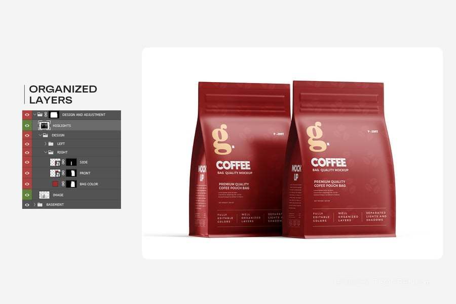 站立咖啡袋样机