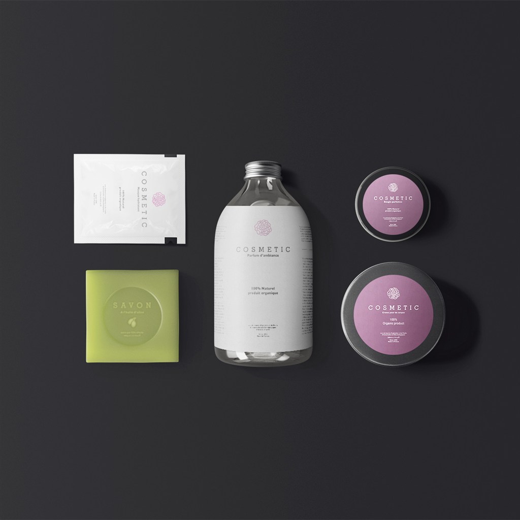 化妆品包装组合样机模板贴图