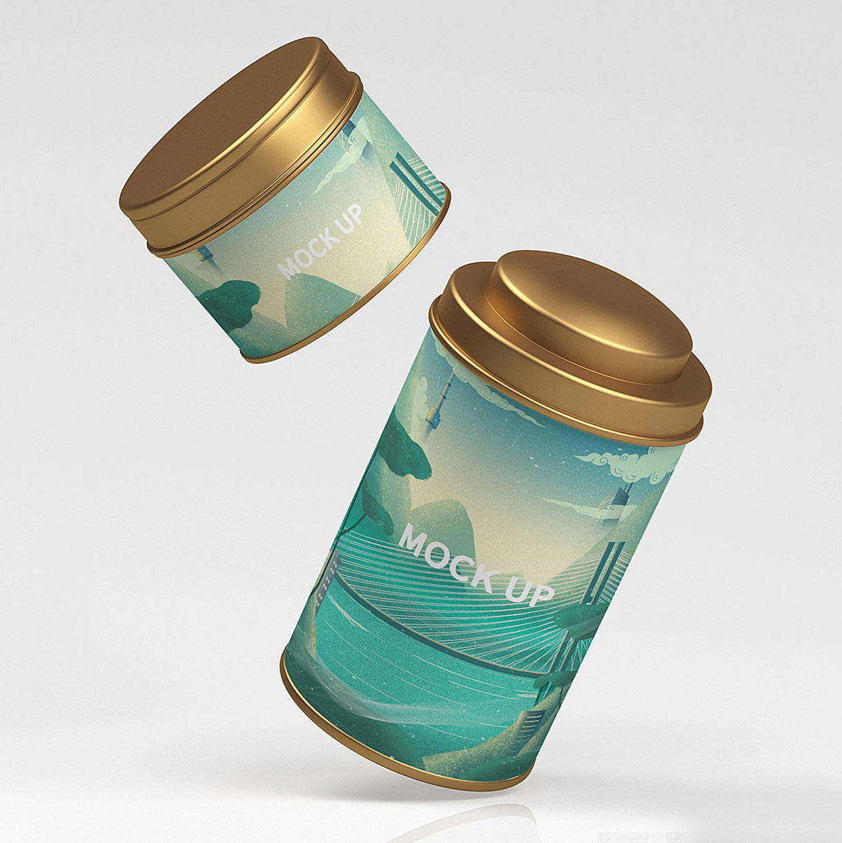 3D茶叶罐食品包装瓶子样机