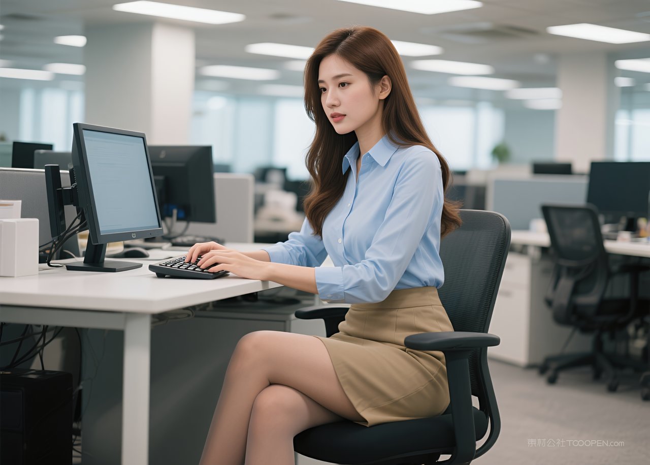 职业短裙写真模特丝袜性感美女女性美腿