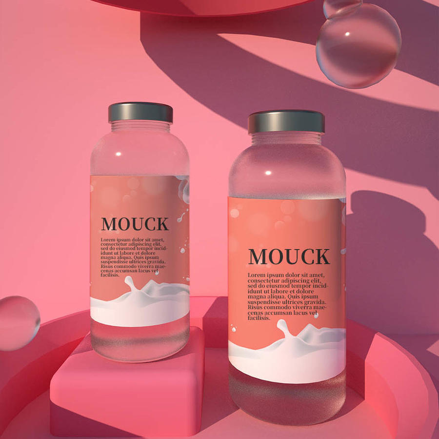 简约代餐奶昔瓶装包装样机