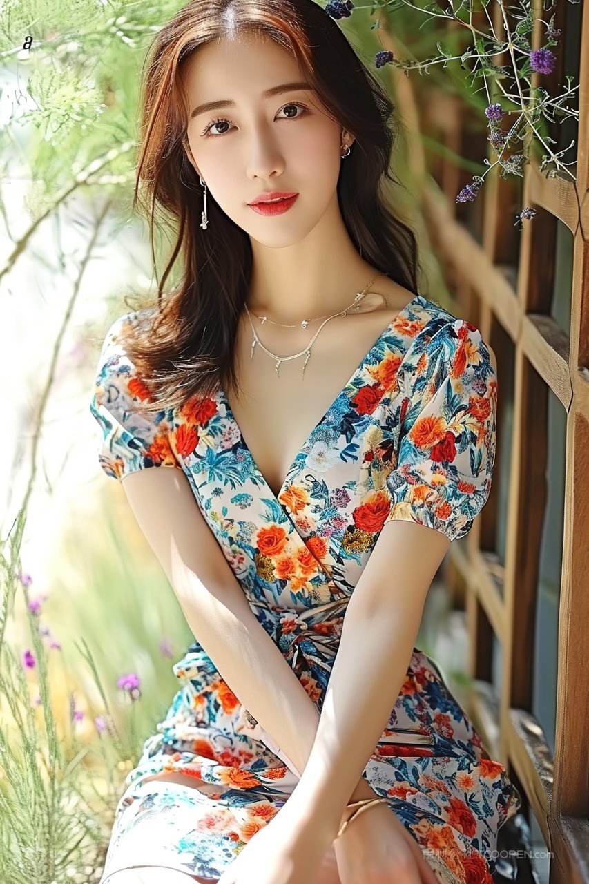 清纯少女时尚年轻长发优美