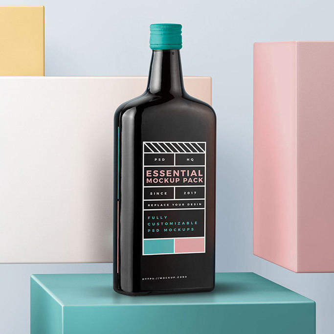 黑色瓶子包装贴图样机