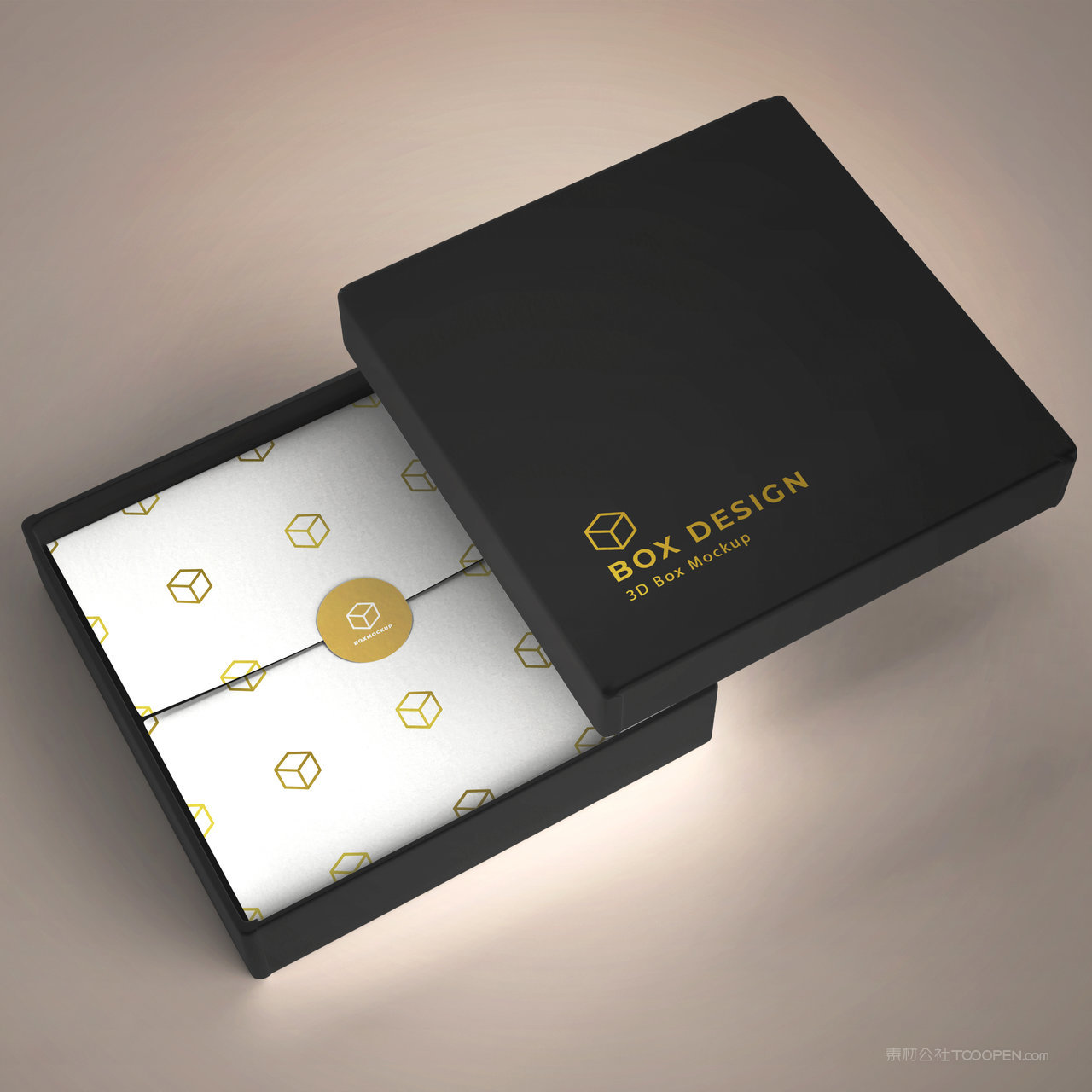 打开的带包装纸的包装盒贴图样机