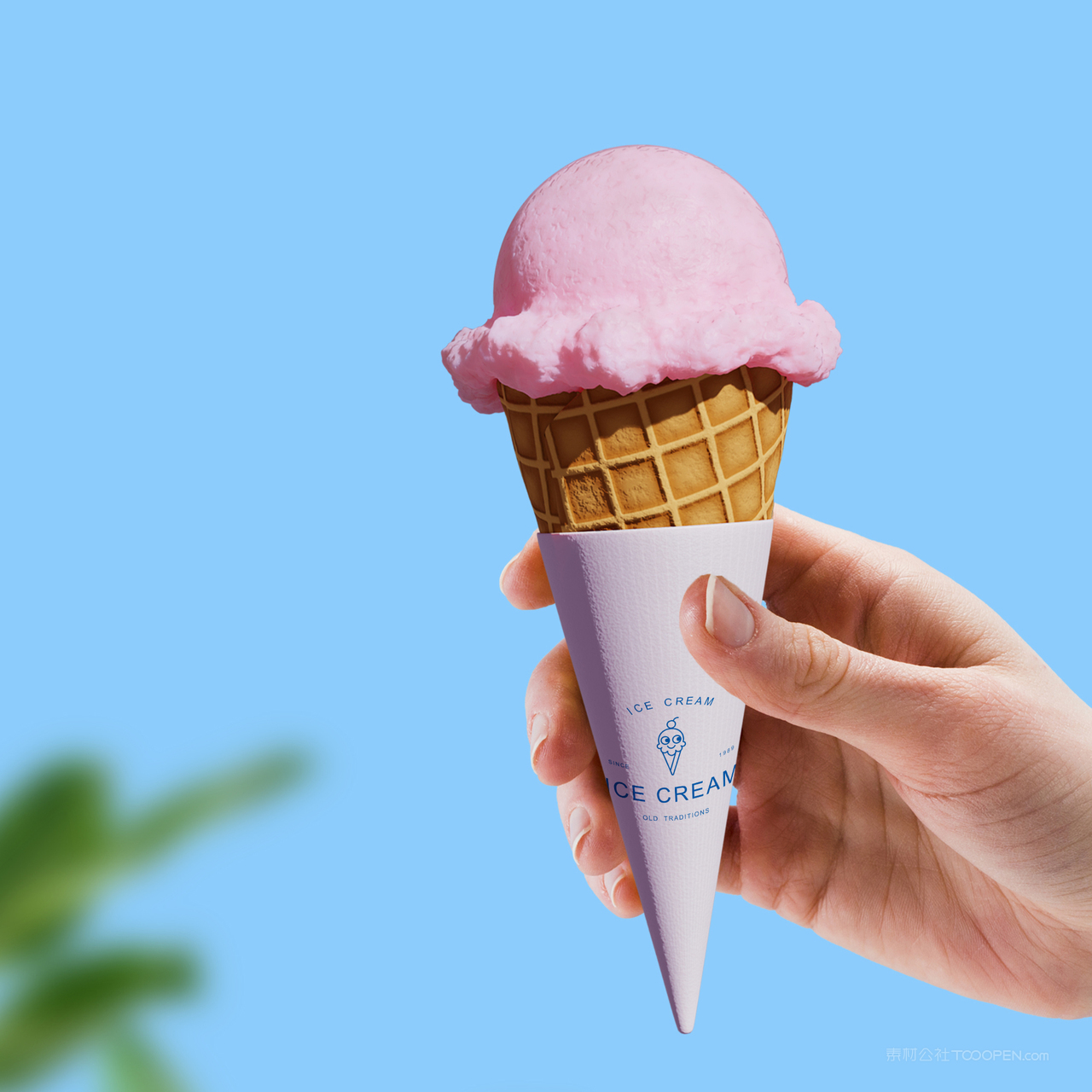 冰淇淋品牌VI手拿冰淇淋贴图样机