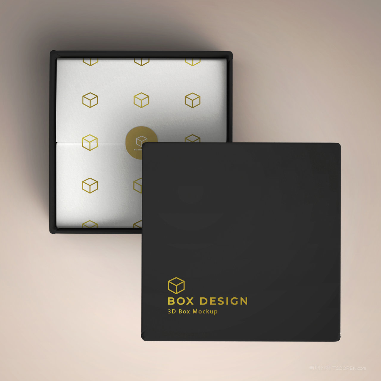 打开的黑色包装盒贴图样机