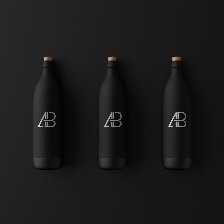 哑光黑色瓶子样机logo样机